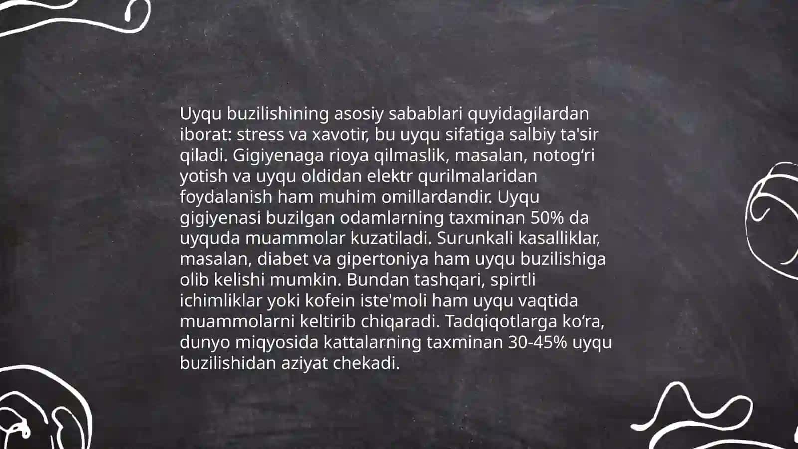 Uyqu buzilishining sabablari 3
