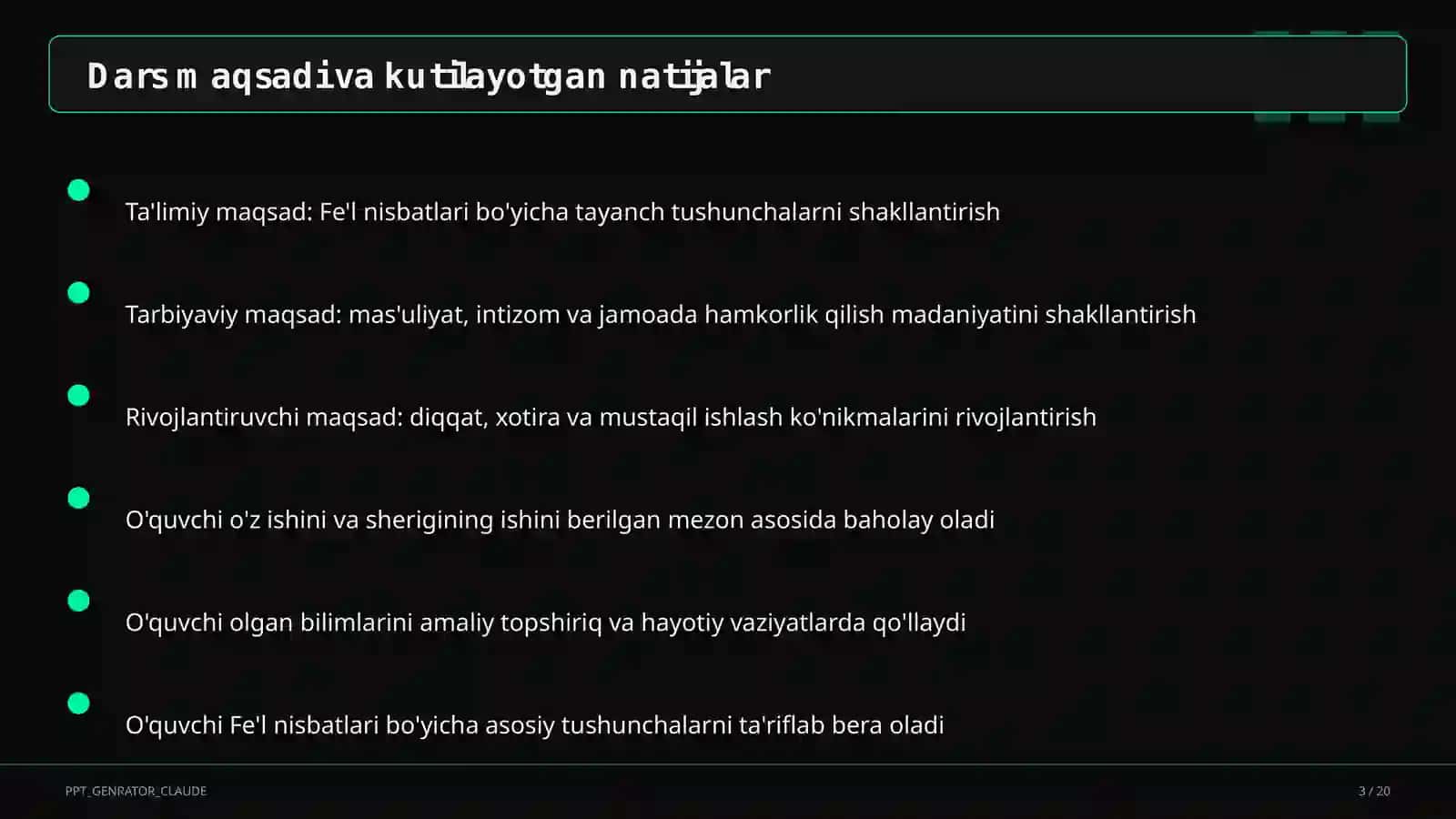 Fe'l nisbatlari (7-sinf) 3