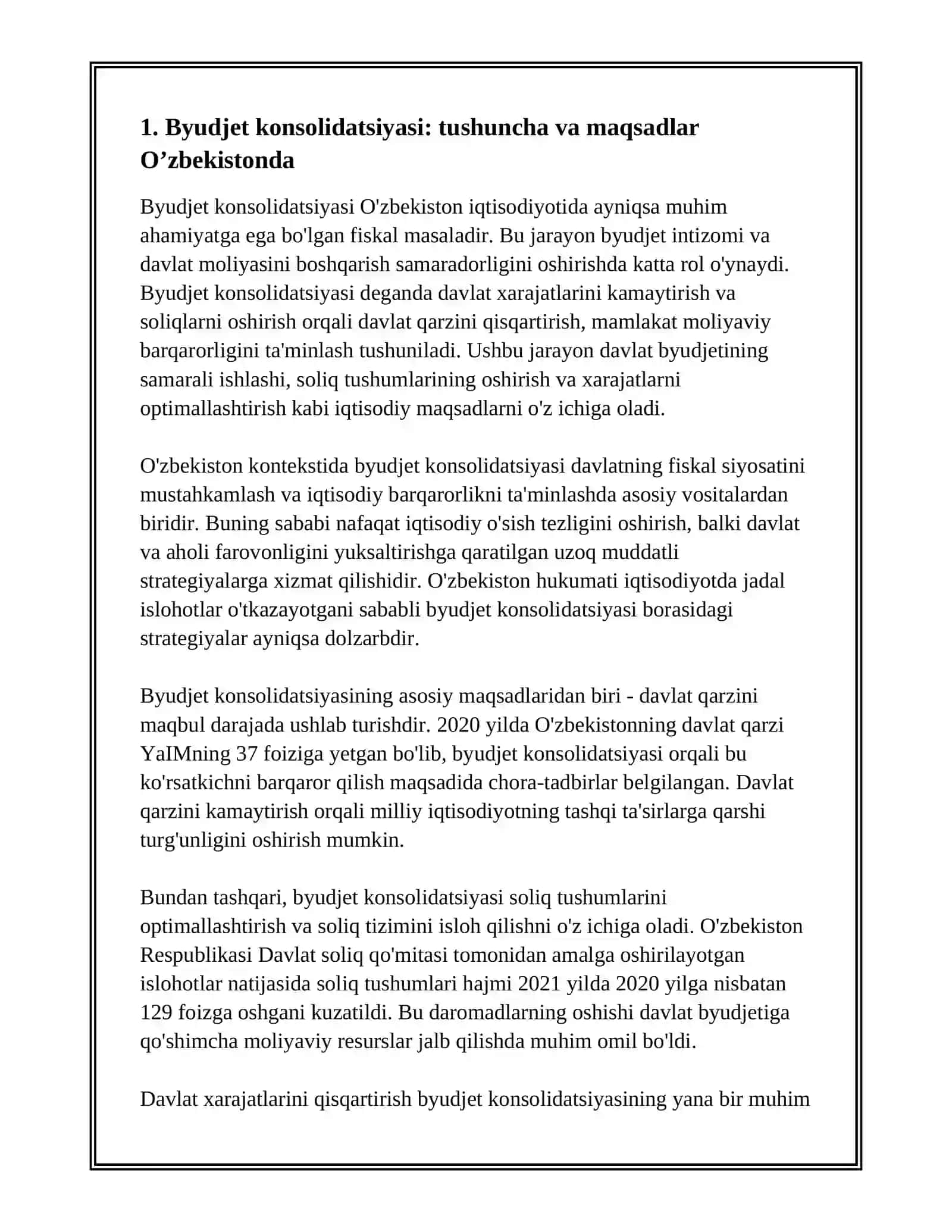 O’ZEKISTON IQTISODIYOTIDA FISKAL KONSOLIDOTSIYA VA BUDJET INTIZOMI MUAMMOLARI 3