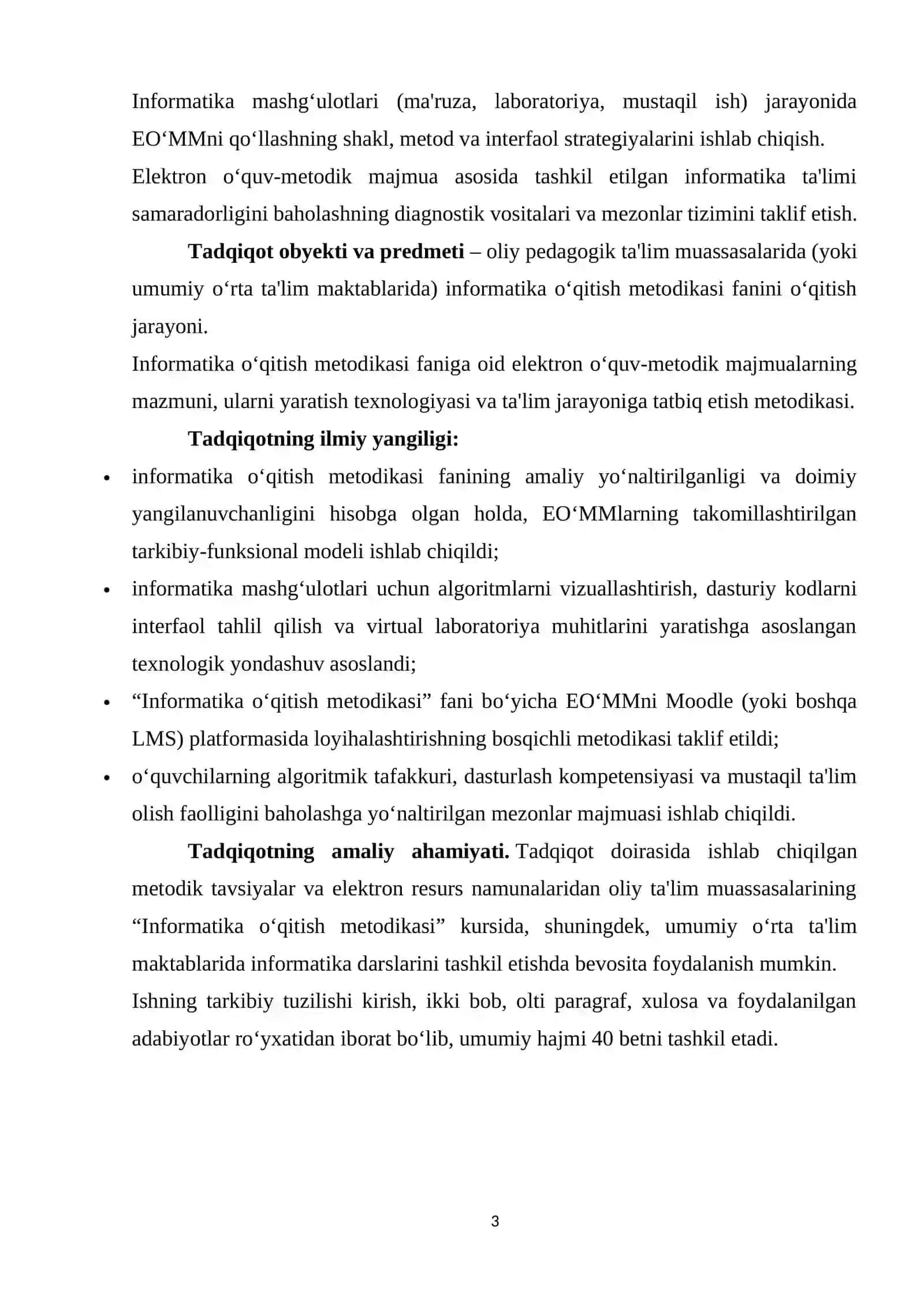 Elektron oʻquv-metodik majmualarni yaratish va ularni ta'lim jarayonida qoʻllash metodikasi. 3