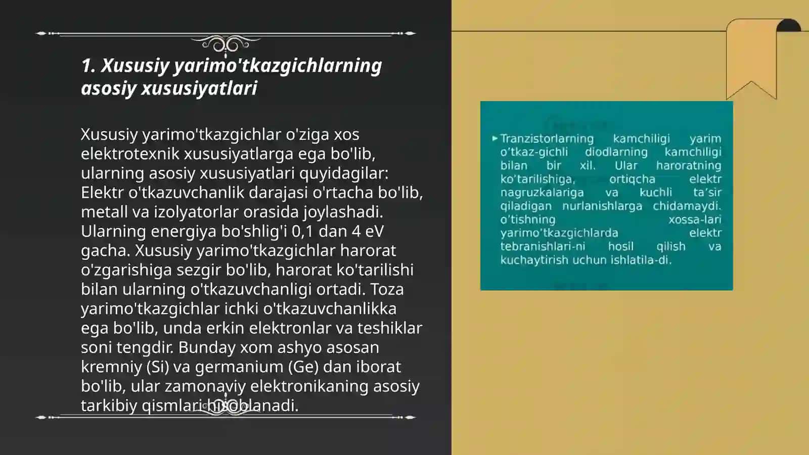 Xususiy va aralashmali yarimo'tkazgichlar.Oddiy yarim o'tkazgichlar.Kremniy, Germaniy 3