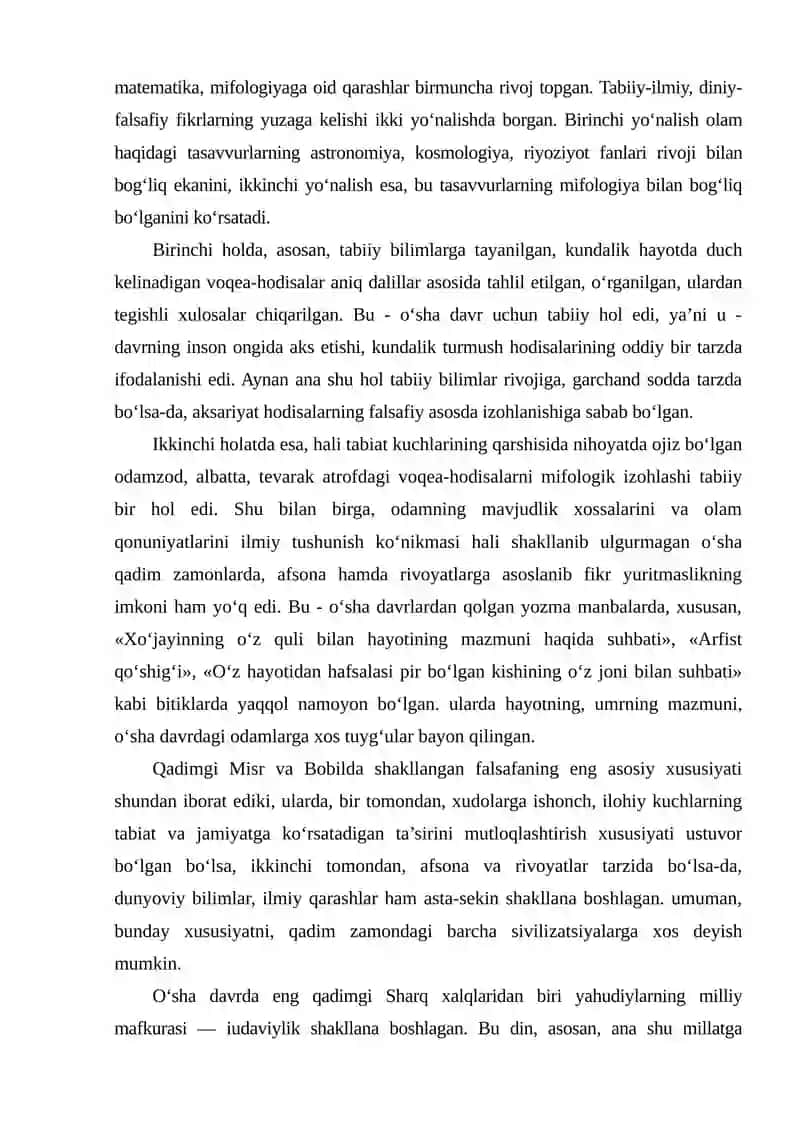Qadimiy Sharq, Misr va Bobildagi falsafiy fikrlar 3