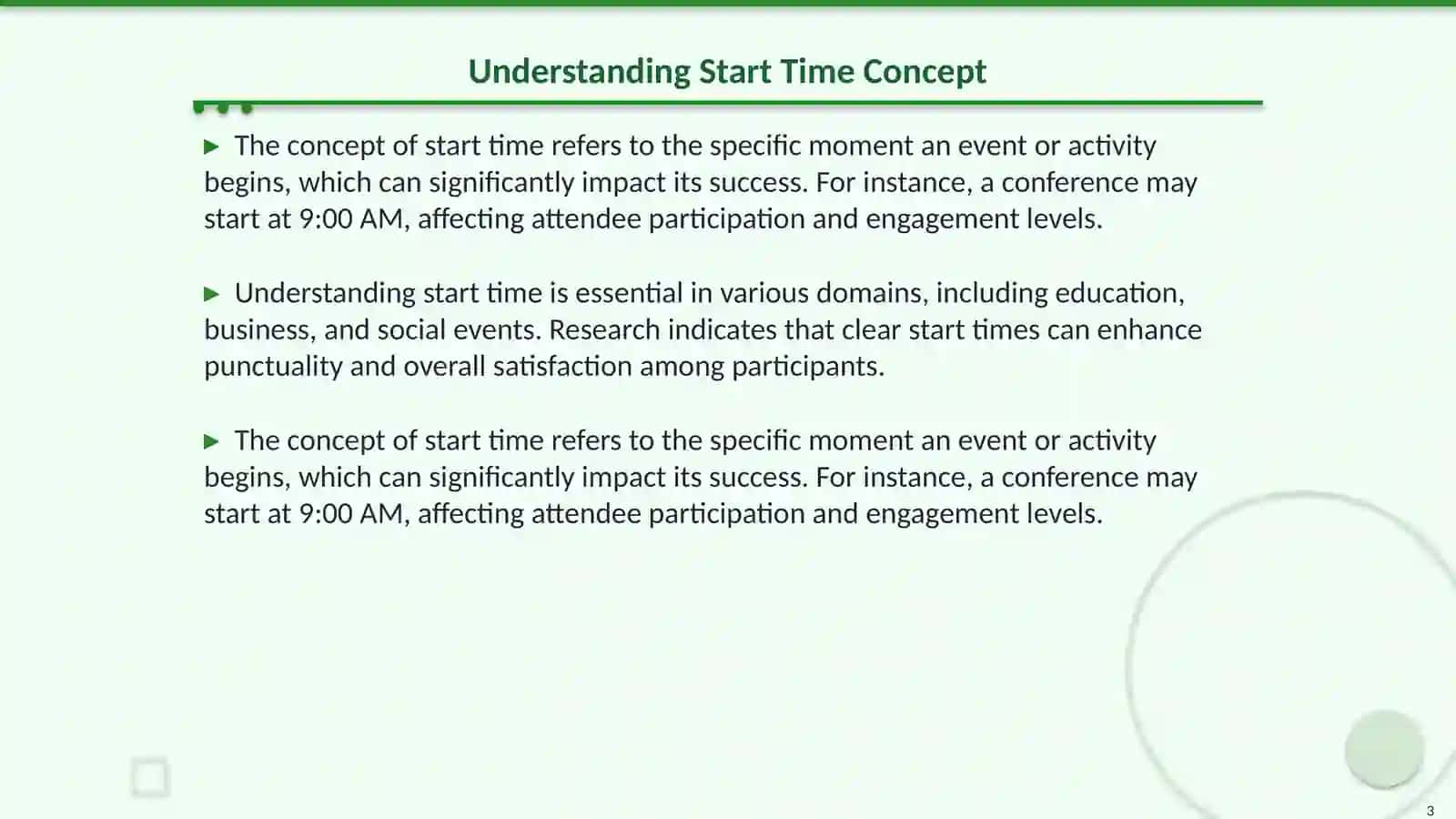 Start Time 3
