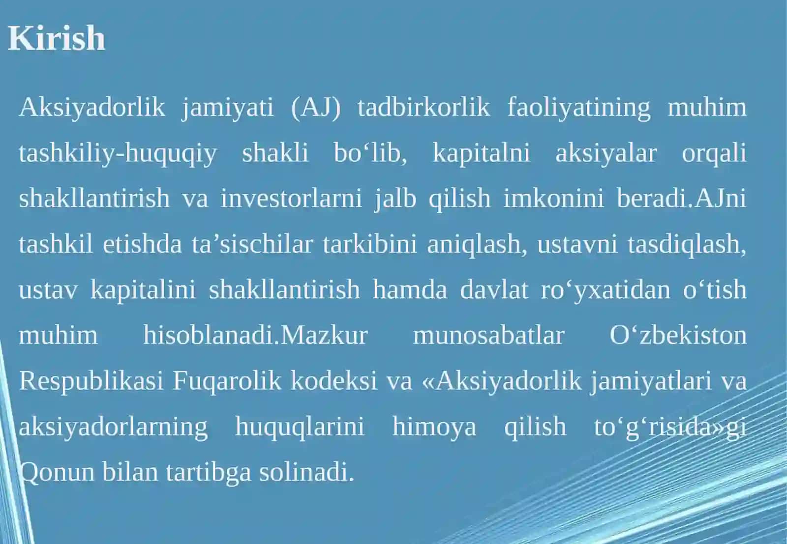 Aksiyadorlik jamiyatini tashkil etish va davlat ro'yxatiga no'kazish: ta'sischi lar, ustav va aksiyalarini joylashtirish masalalari 3