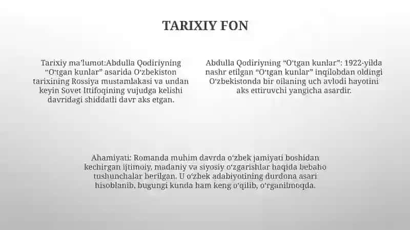 "O‘Tgan Kunlar" Asari 3
