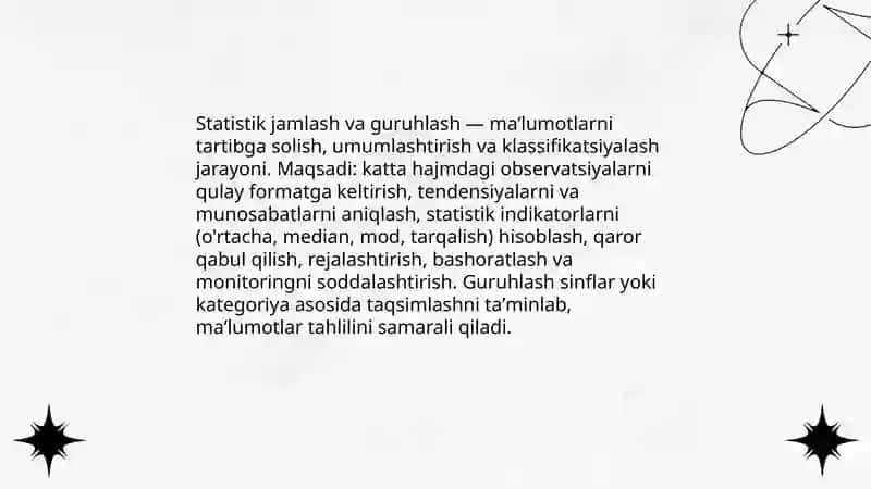 Statistik jamlash va guruhlash 3