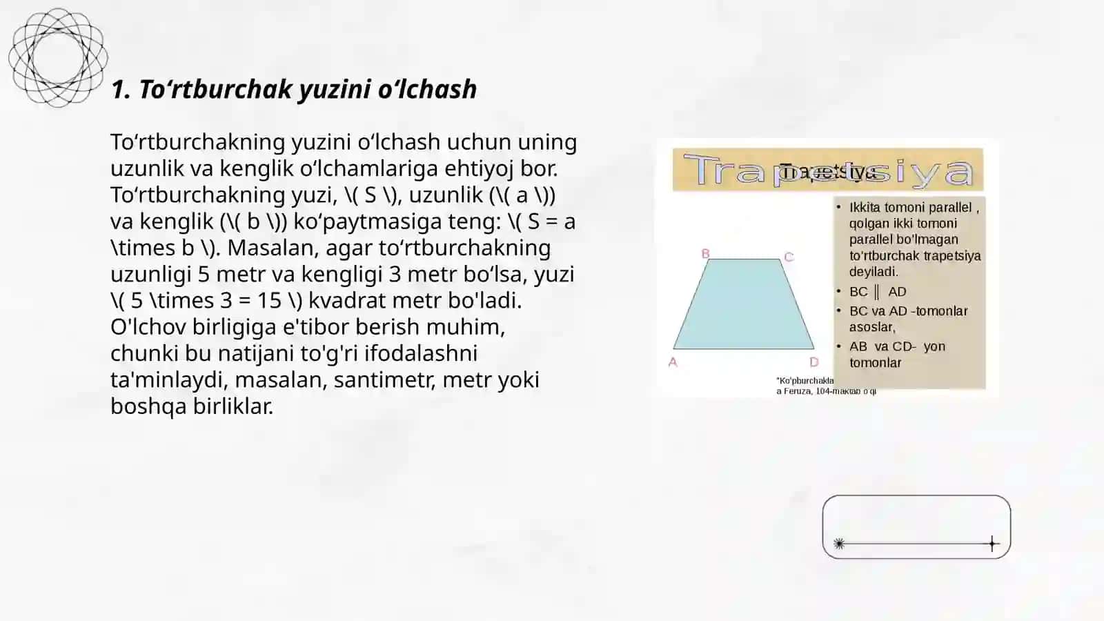 Figuralarning yuzi. Figuralarning yuzini oʻlchash usullari 3