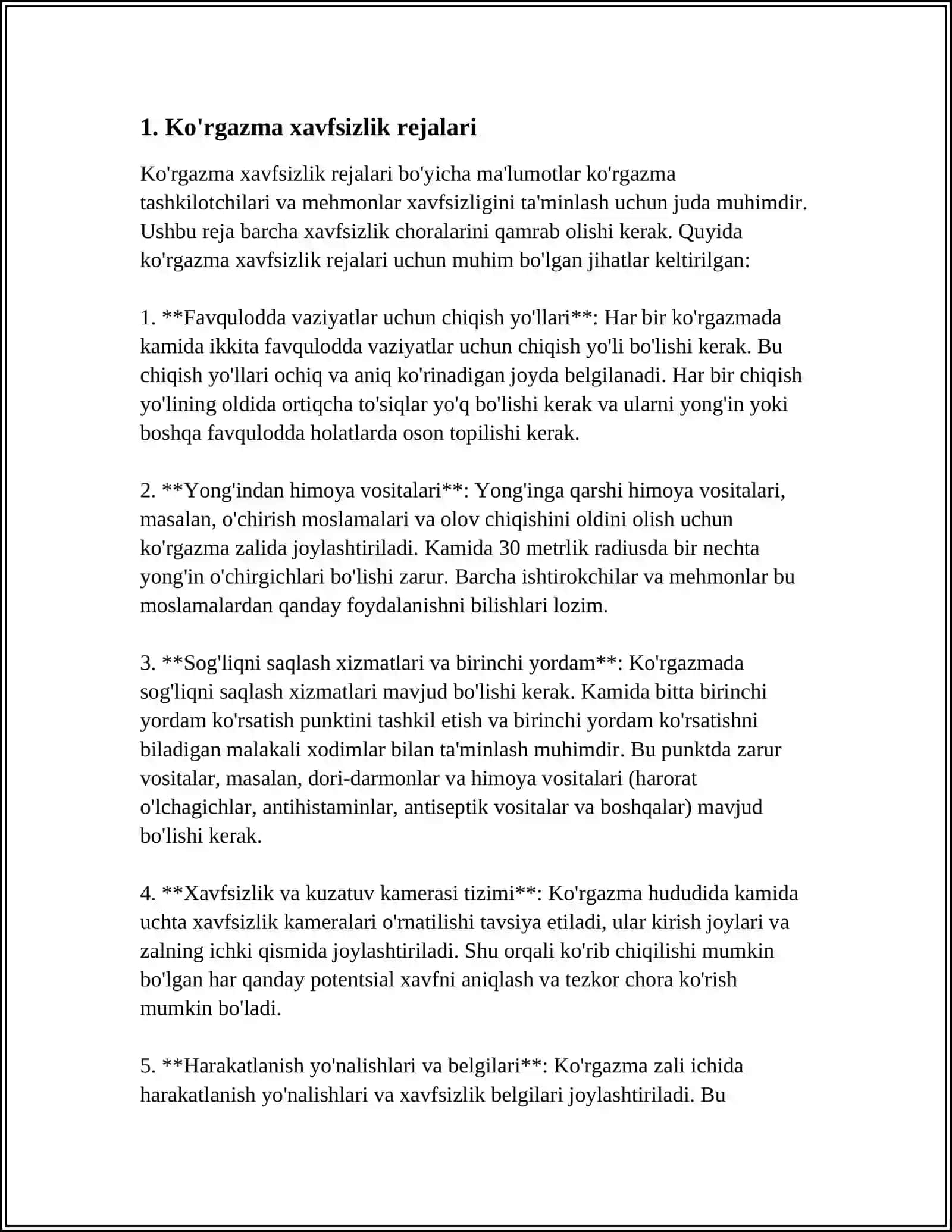 XAVFSIZLIK QOIDALARI BO'YICHA KO'RGAZMALAR TAYYORLASH 3