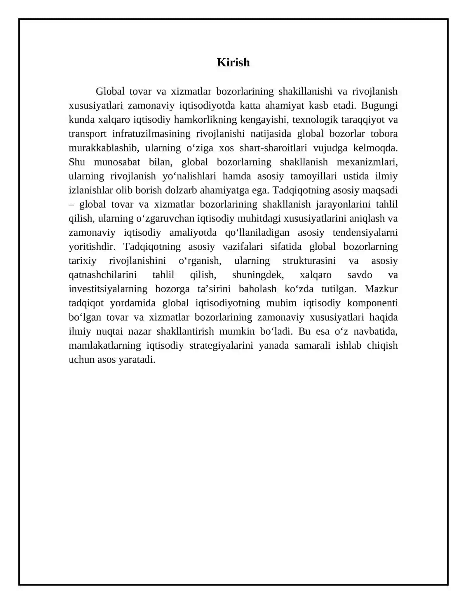 Global tovar va xizmatlar bozorlarining shakillanishi hamda rivojlanish xususiyatlari 3