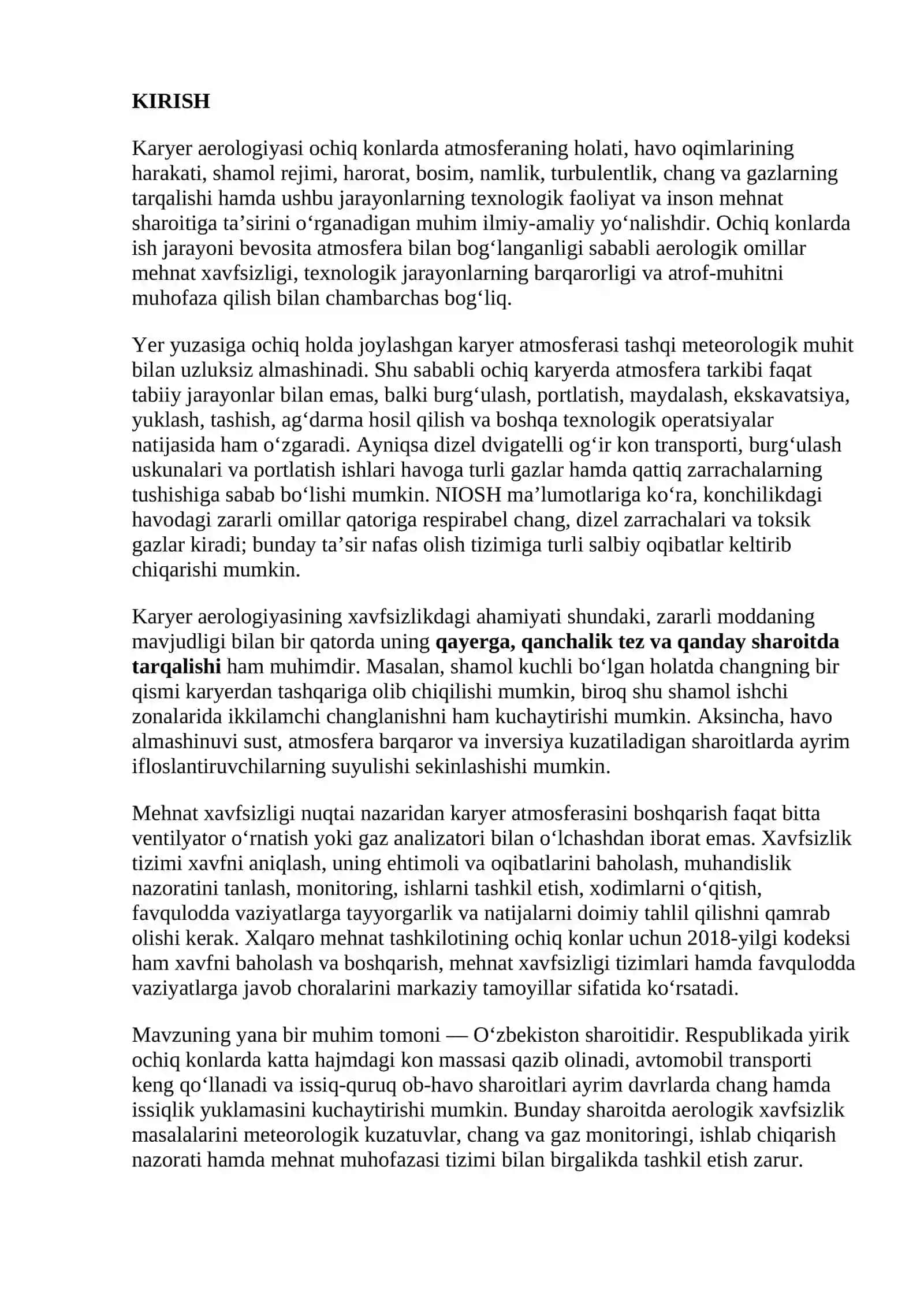 Karyer aerologiyasi sohasidagi xavfsizlik texnikasi va mehnat muhofazasi qoidalari 3