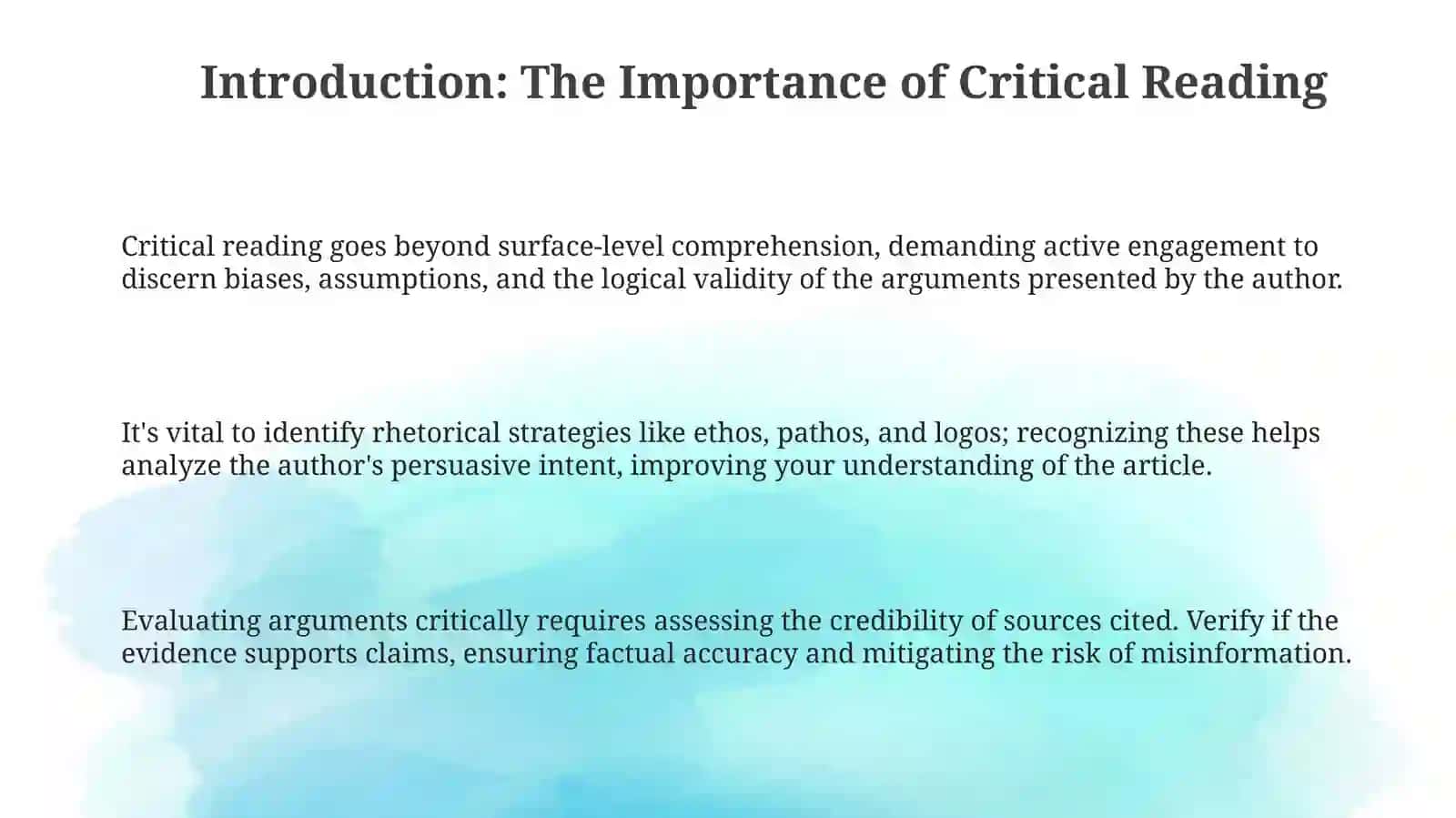 Reading a critical article and evaluating the author’s arguments 3