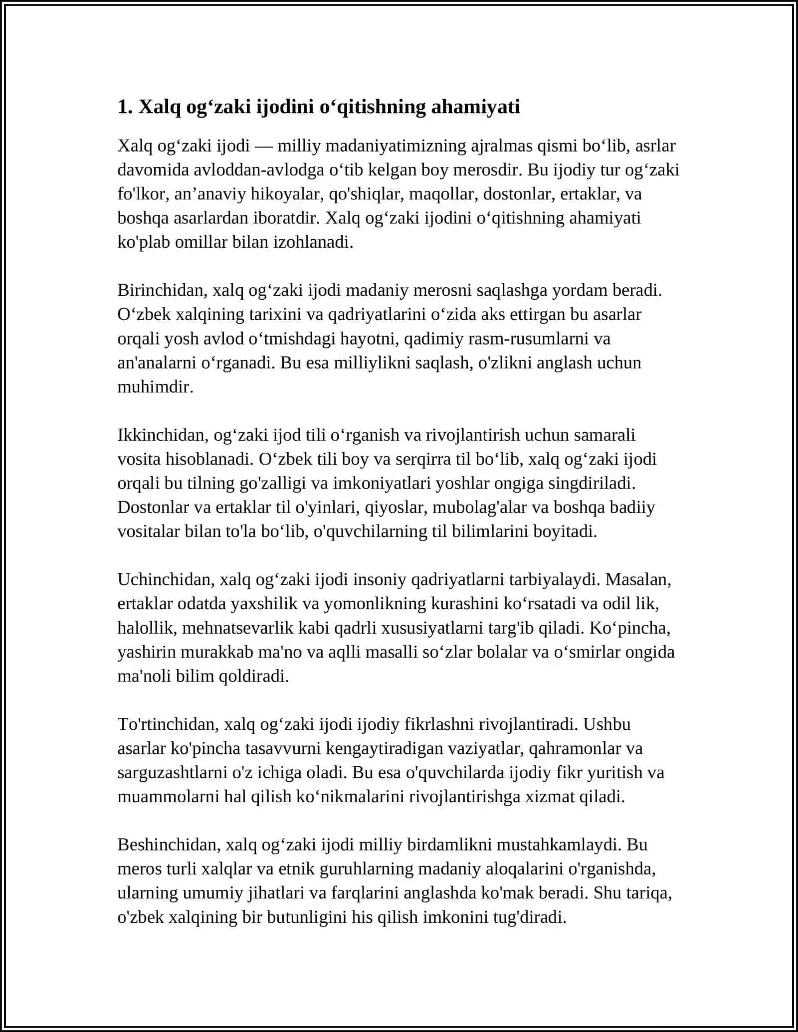 Xalq Og'zaki Ijodini O'qitish 3