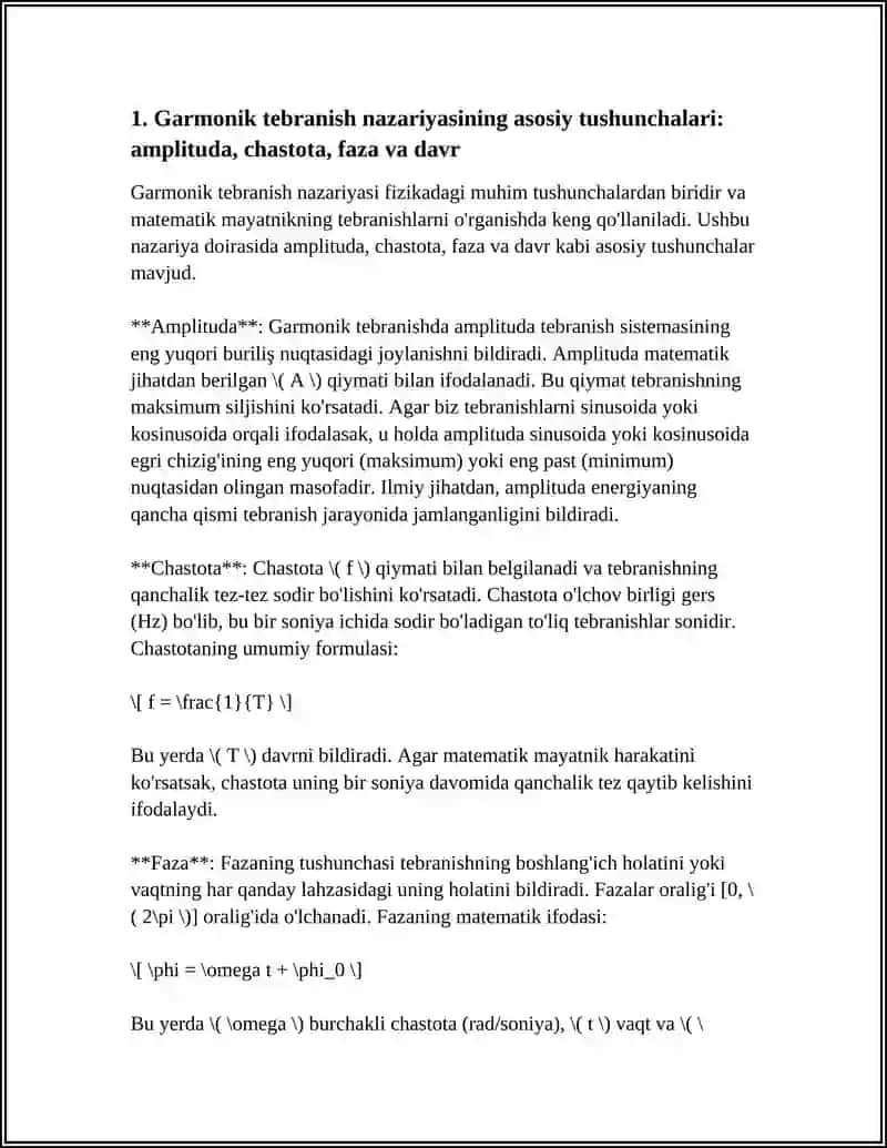GARMONIK TEBRANISH NAZARIYASI.MATEMATIK MAYATNIKNING TEBRANISHI 3