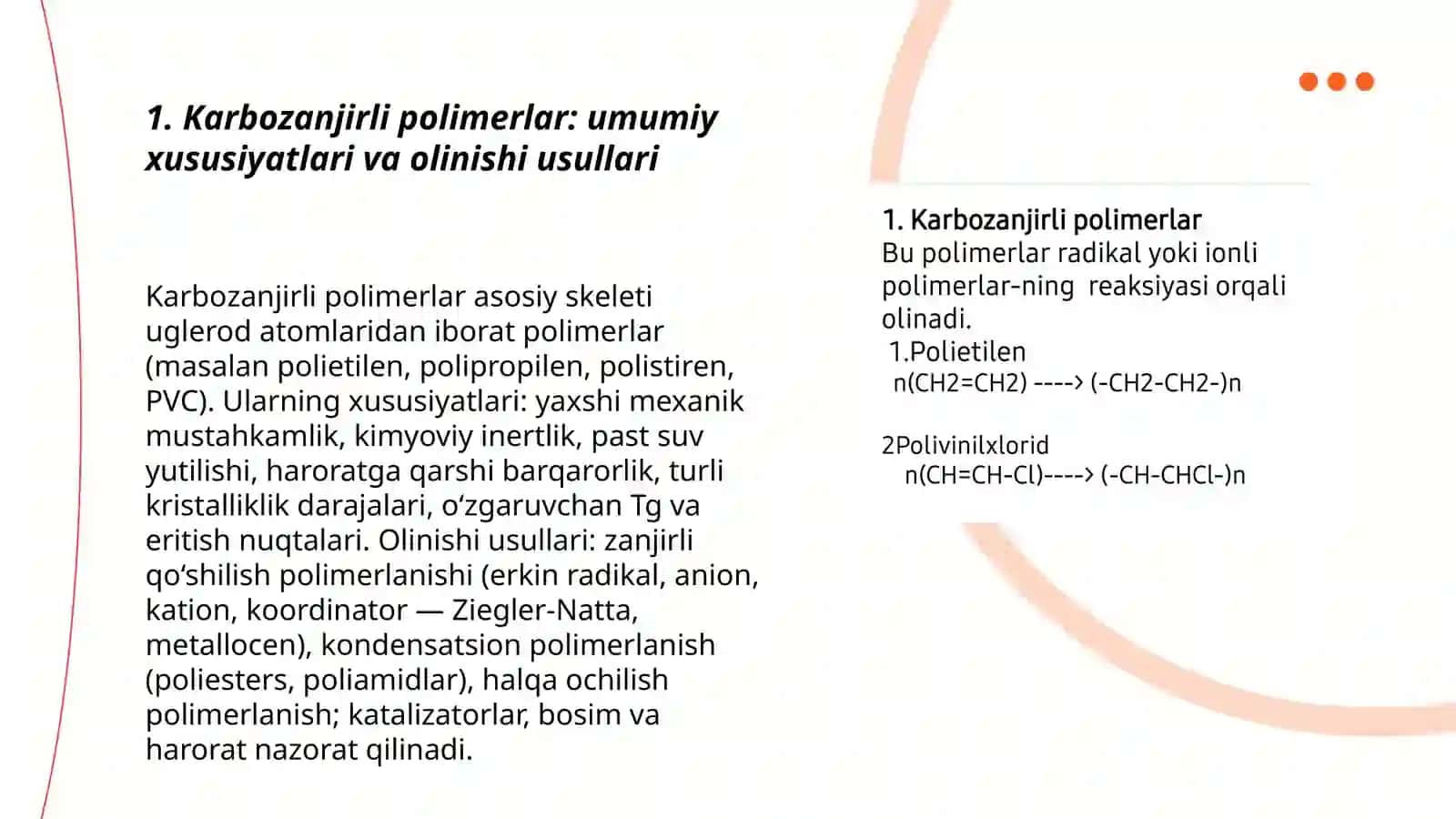 Karbozanjirli va Geterozanjirli polimerlarning asosiy vakillari 3