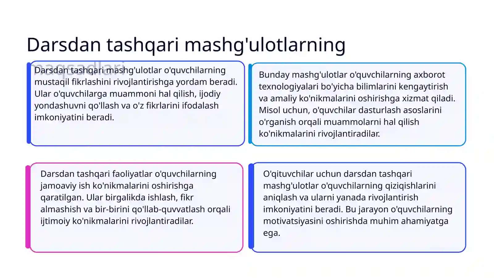 Informatika va axborot texnologiyalari fanidan darsdan tashqari mashg'ulotlarni tashkil etish metodikasi 3