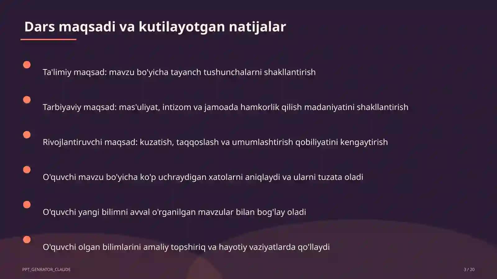 Dars rejasi 3