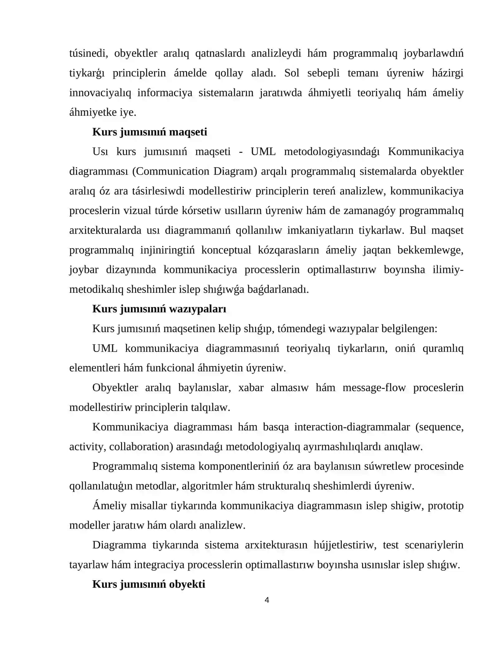 Kommunikaciya diagrammasınıń mazmuni, UML metodologiyasındaǵı orni hám funkcional wazıypaları 3