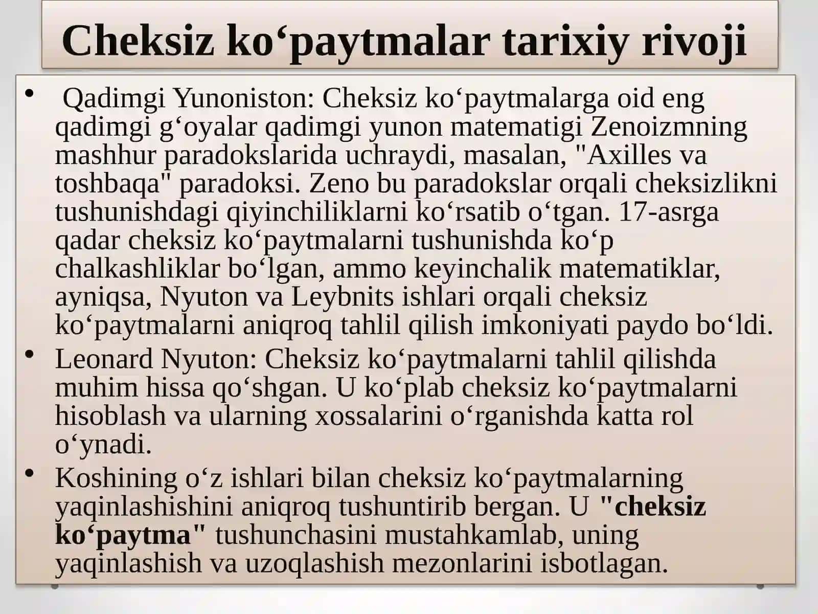 cheksiz koʻpaytmalar 3