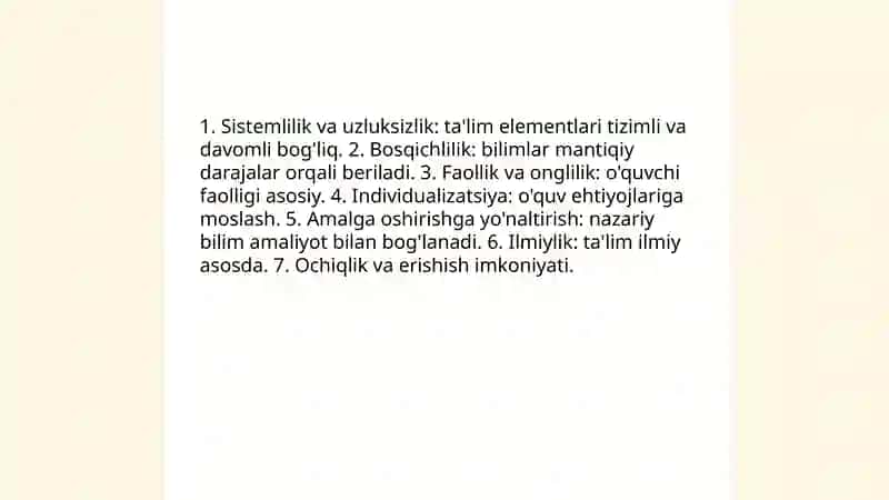 Ta'lim jarayonining qonuniyatlari va tamoyillari 3