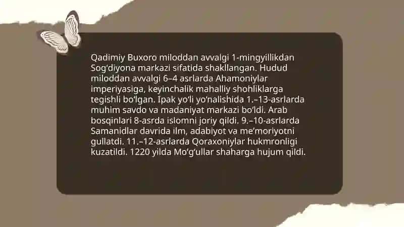 O'zbekistonning qadimiy shaharlari: Buxoro 3