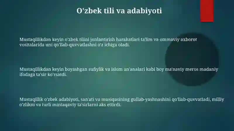 Mustaqillik yillarida O'zbekistondagi ma'naviy va madaniy taraqqiyot 3