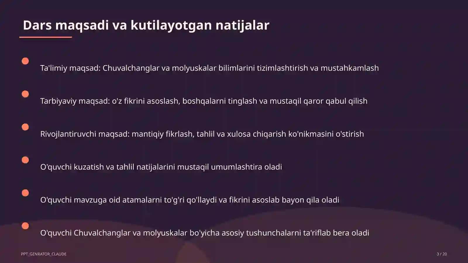 Chuvalchanglar va molyuskalar (7-sinf) 3
