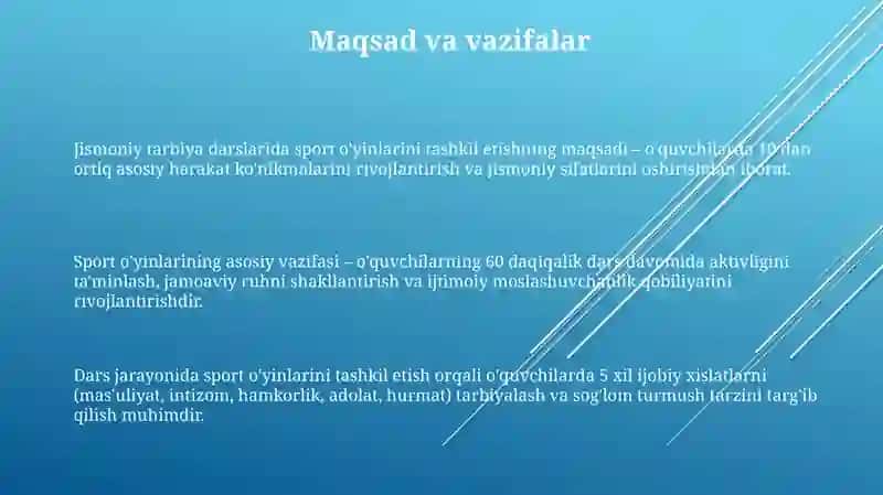 Jismoniy tarbiya darslarida sport òynlarni tashkil etish 3