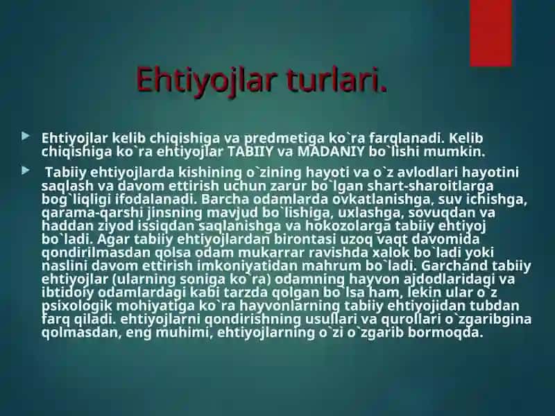 Ehtiyojlar turlari 3