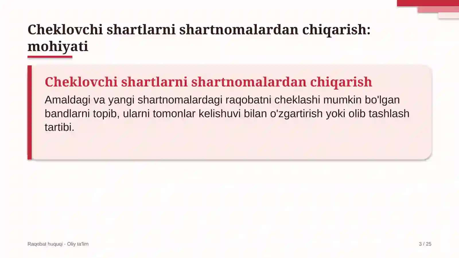 Yog'-moy sanoatida raqobatni cheklovchi shartlarni shartnomalardan chiqarib tashlash 3