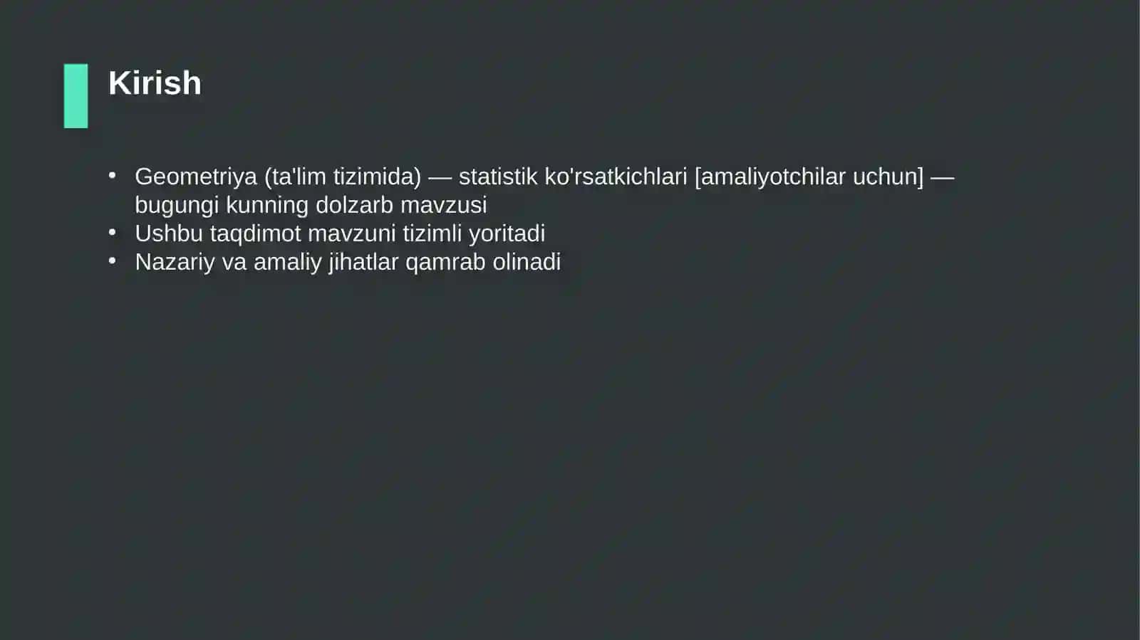 Geometriya (ta'lim tizimida) — statistik ko'rsatkichlari [amaliyotchilar uchun] 3