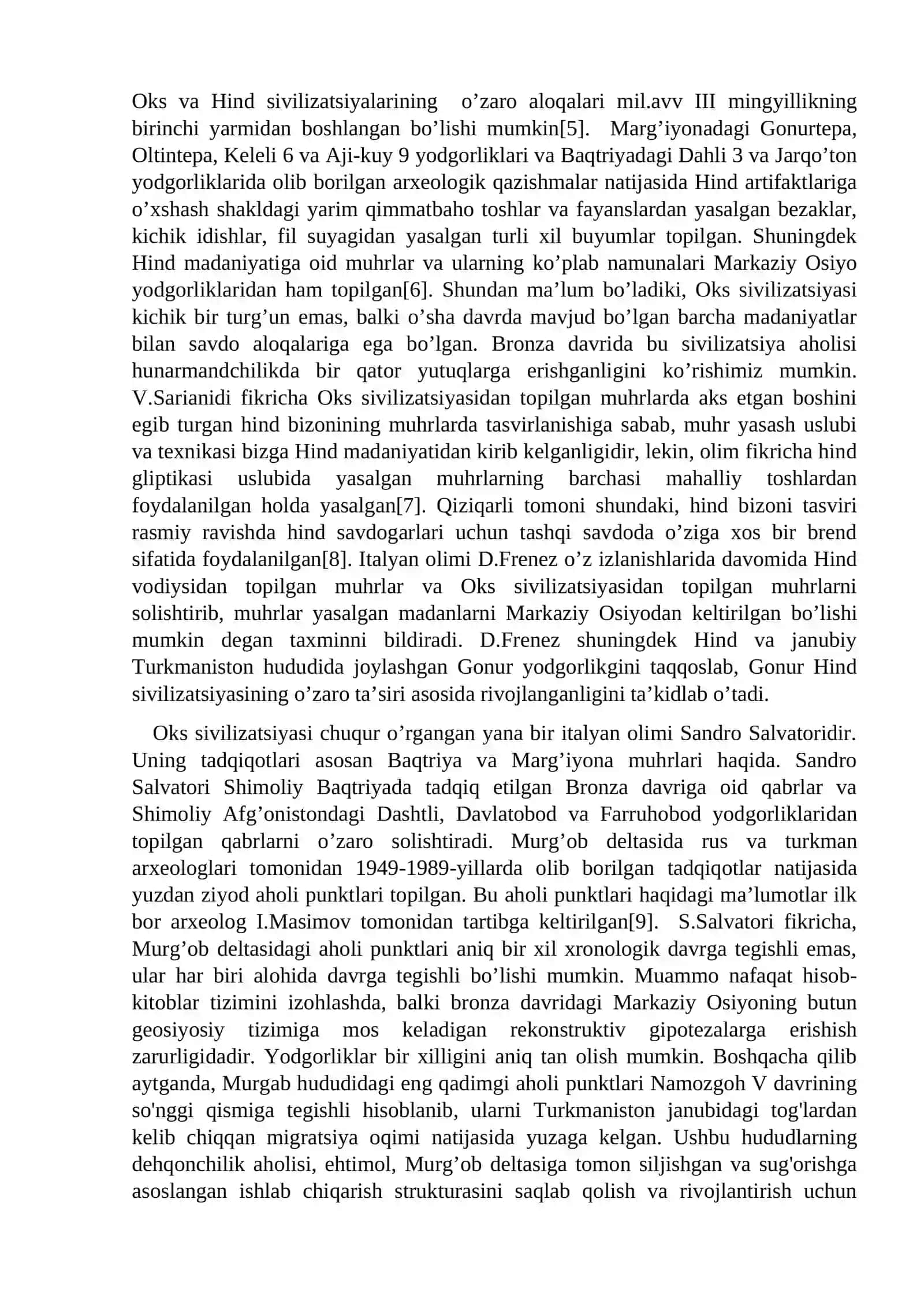 Oks sivilizatsiyasining italiyalik olimlar tomonidan o’rganilishi natijasida yuzaga kelgan ilmiy adabiyotlar 3