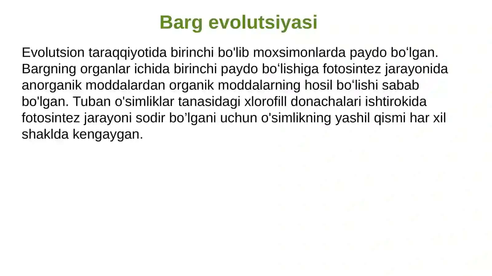 BARG MORFOLOGIYASI. BARGNING ANATOMIK TUZILISHI. SHAKLI O'ZGARGAN BARGLAR 3
