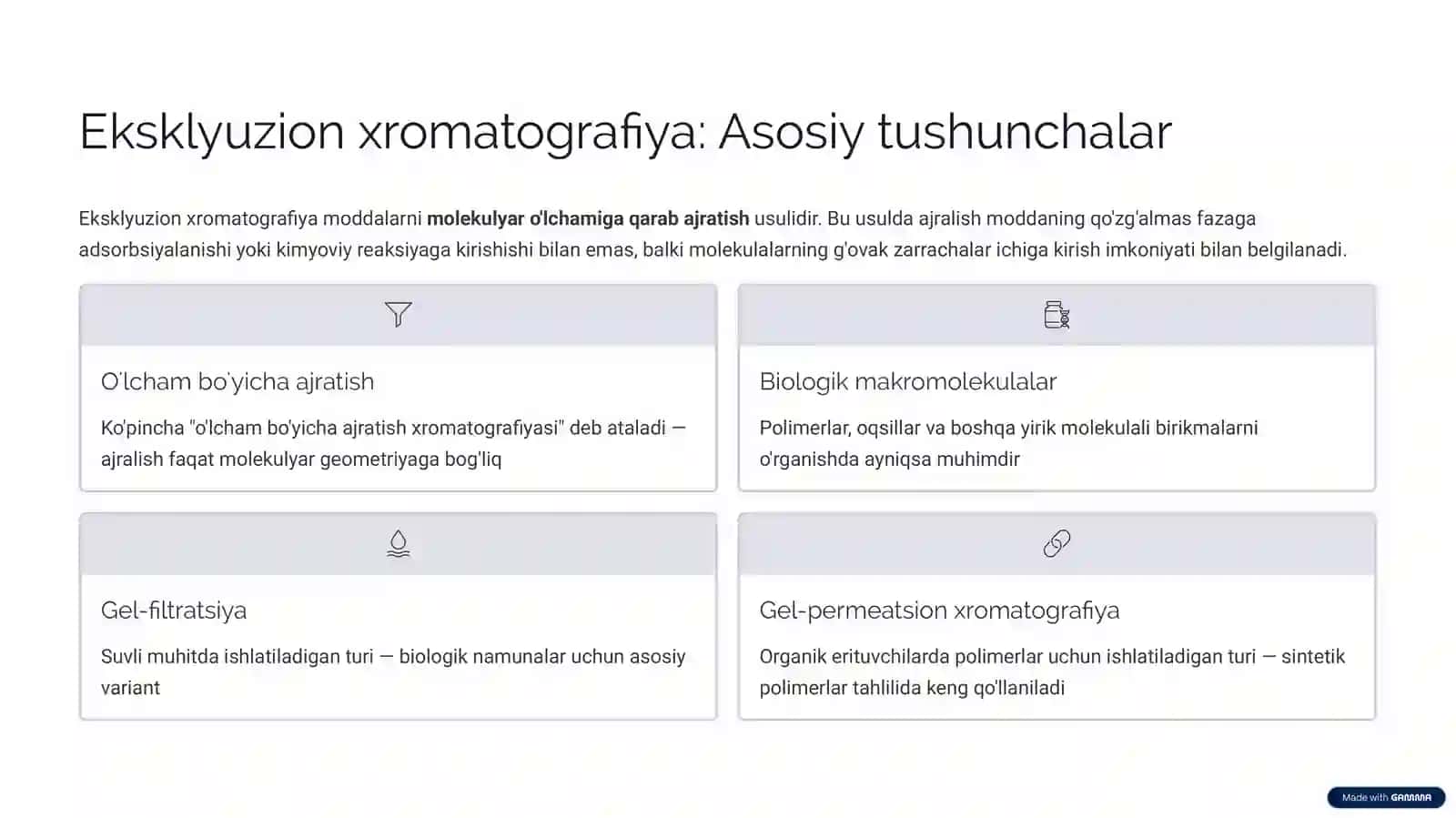 Eksklyuzion usul, Cho'ktirish usuli, Gaz xromatografiya kolonkalari va Detektor turlari 3