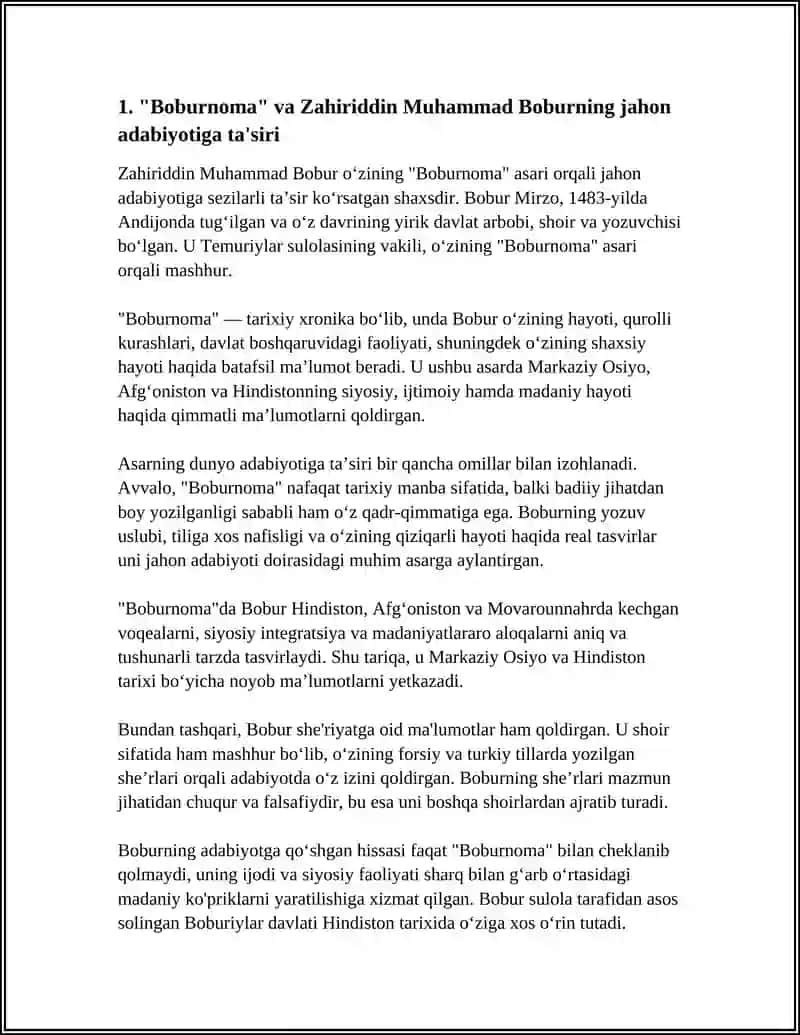 "ZAHIRIDDIN MUHAMMAD BOBUR VA BOBURIYLARNING JAHON MADANIYATIGA QOʼSHGAN HISSASI" 3