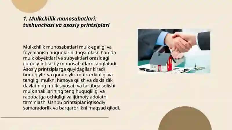Mulkchilik munosabatlari, mulk shakllari va roʻyobga chiqarish yoʻllari 3