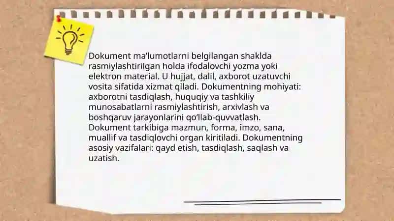 Dokument va uning vazifalar nazariyasi 3