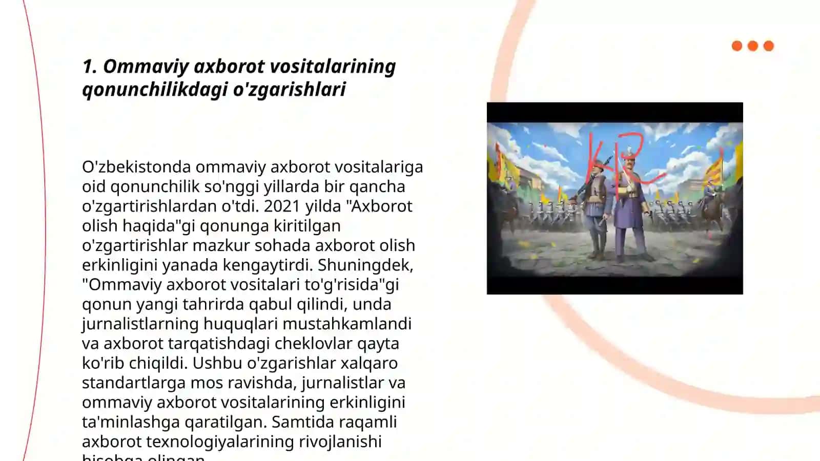 Oʻzbekiston respublikasi ommaviy axborot vositalarining faoliyati oʻzgarish va muommolar 3