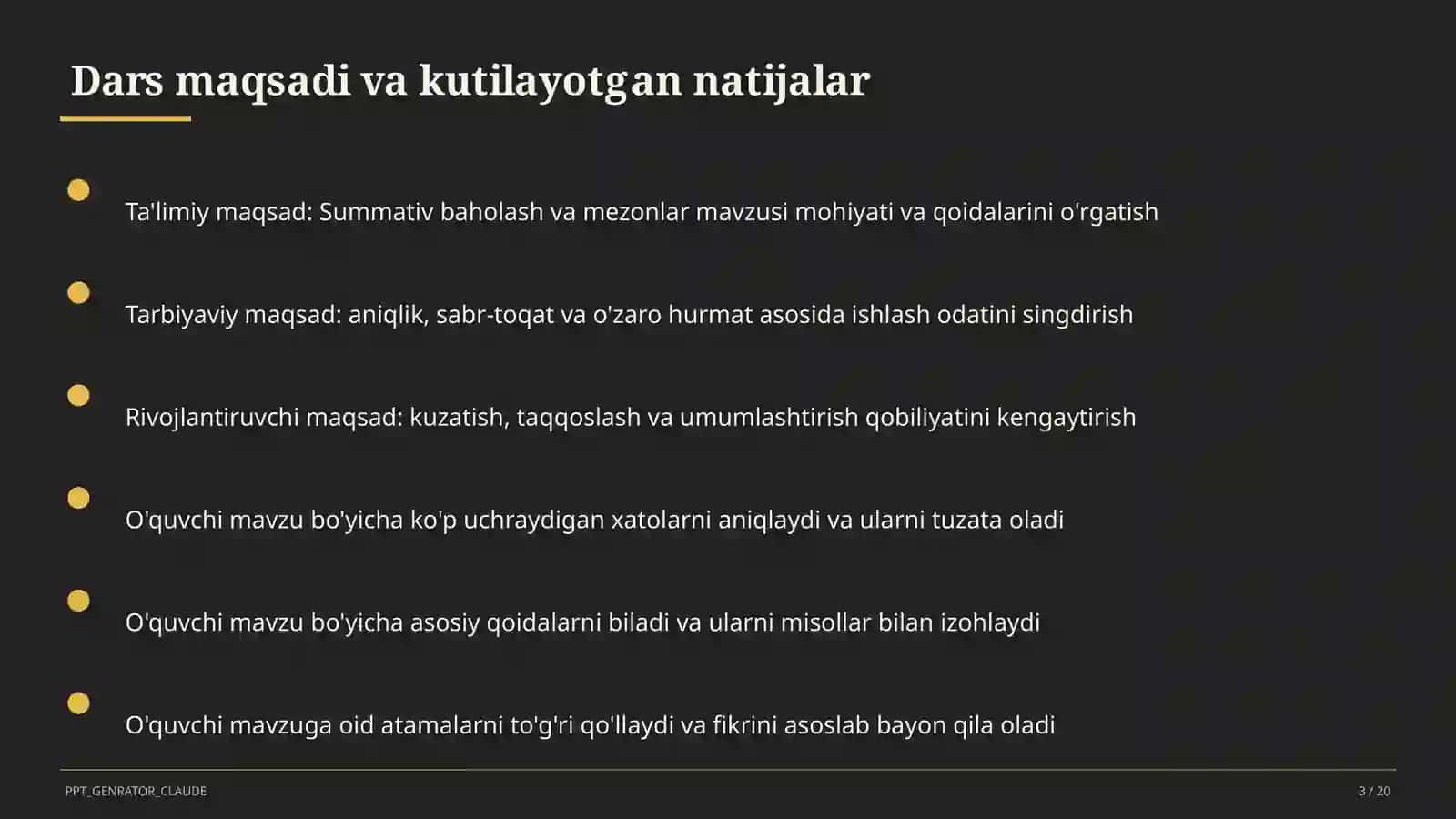 Summativ baholash va mezonlar 3