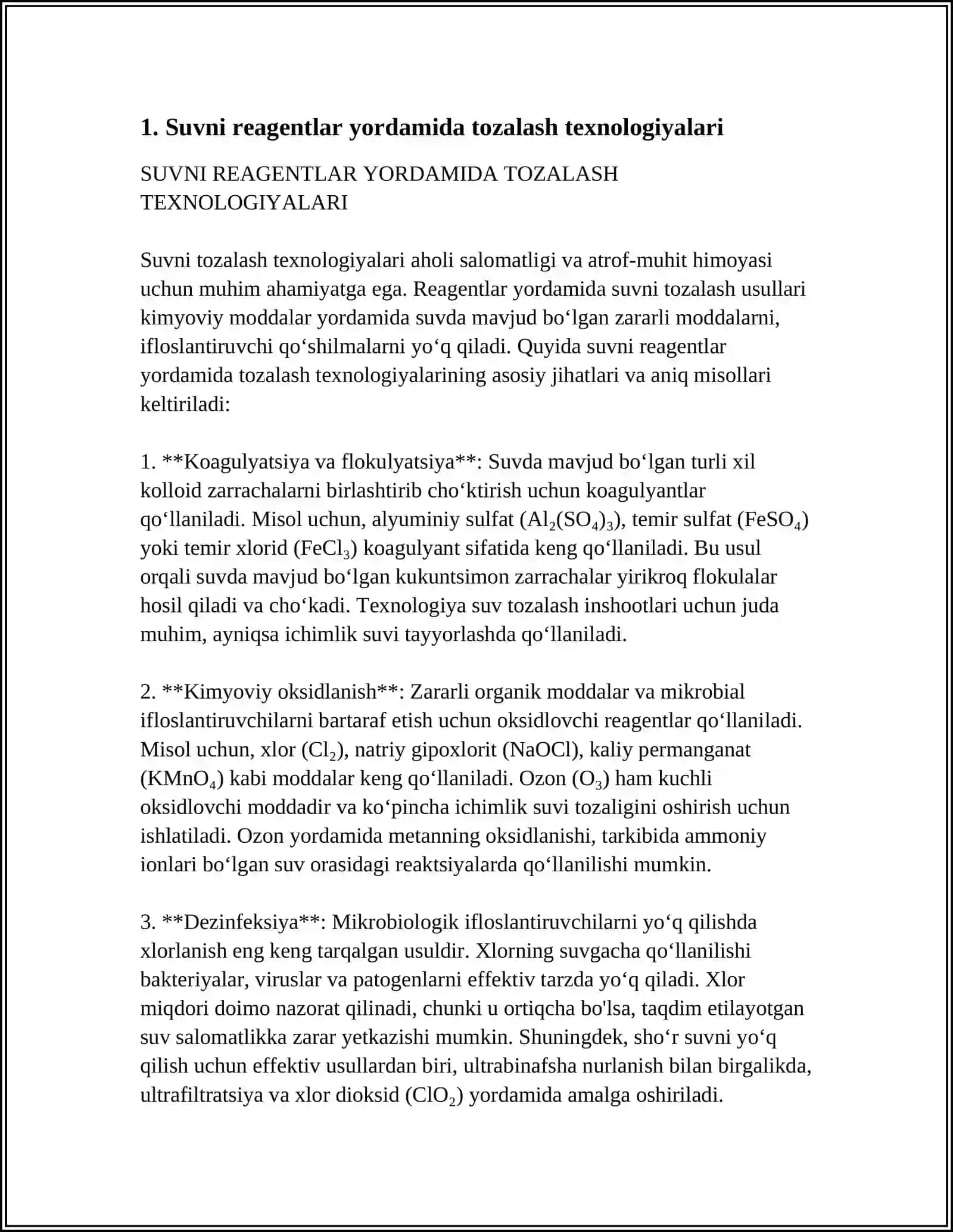 SUVNI REAGENTLAR YORDAMIDA TOZALASH TEXNOLOGIYALARI 3