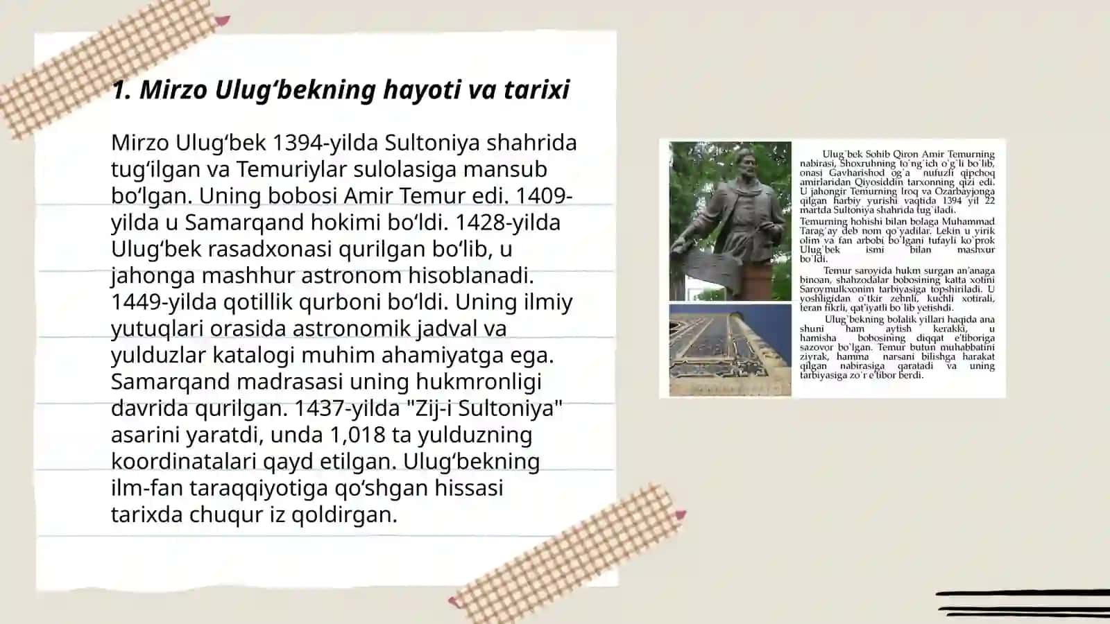 Mirzo Ulug‘bek - davlat arbobi va buyuk olim 3
