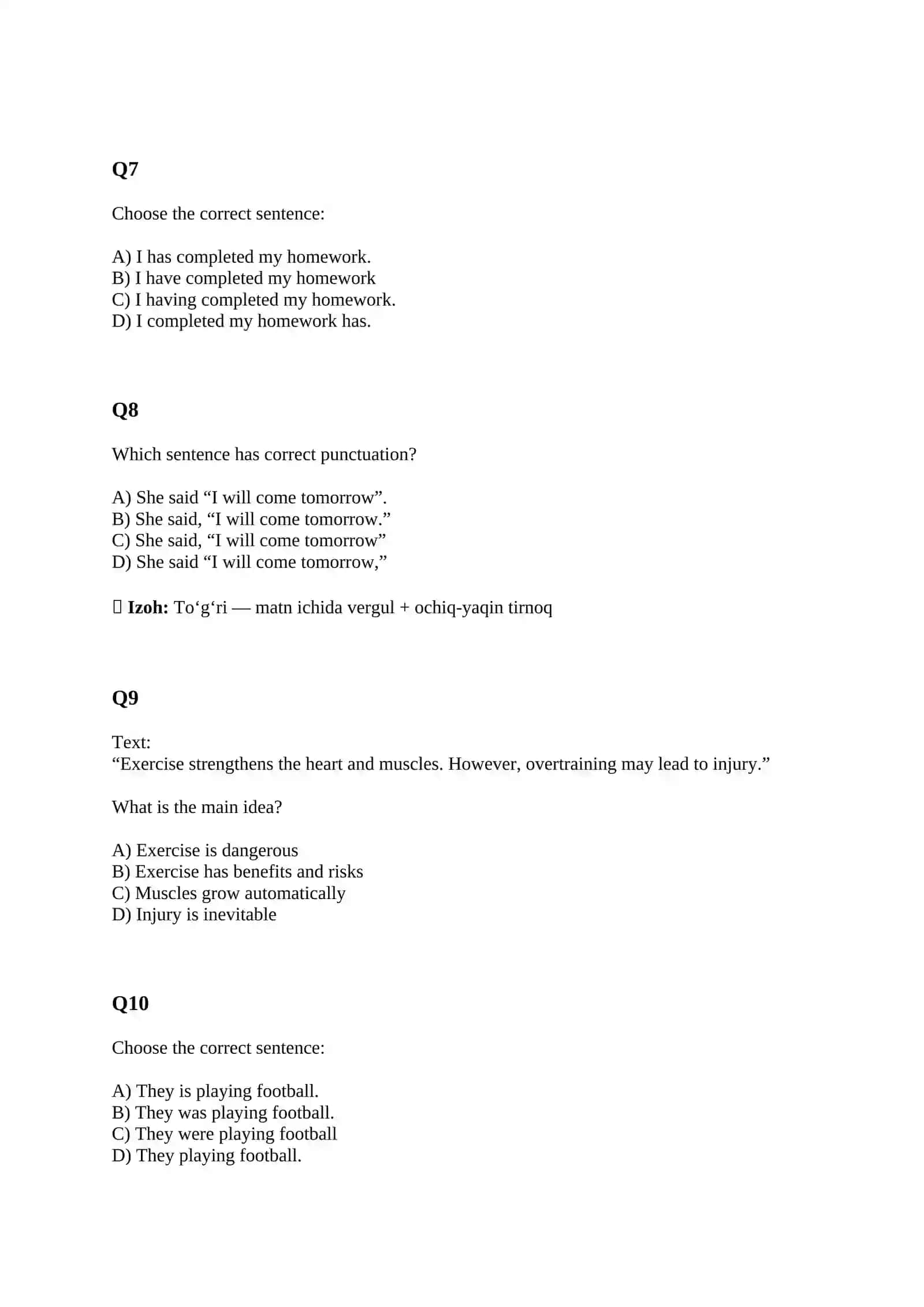 SAT STYLE TEST WITH ANSWERS 3
