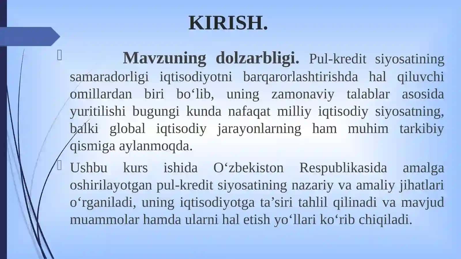 O'ZBEKISTON RESPUBLIKASIDA PUL-KREDIT SIYOSATI 3