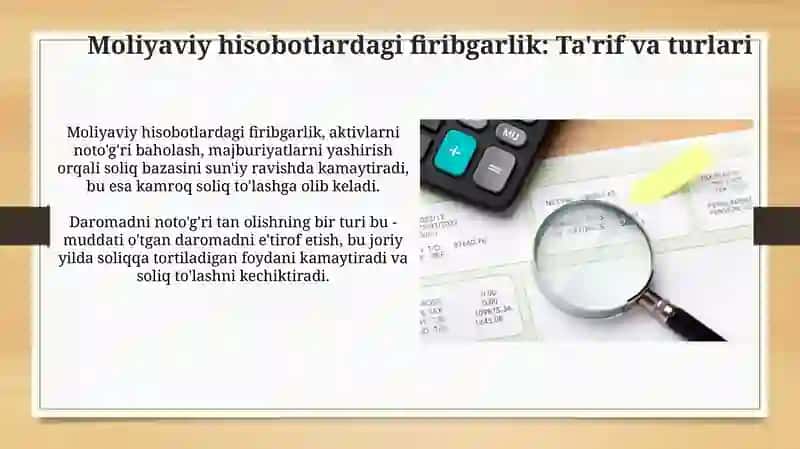 Moliyaviy hisobot firibgarligi: soliq solinadigan bazani pasaytirish omili sifatida 3