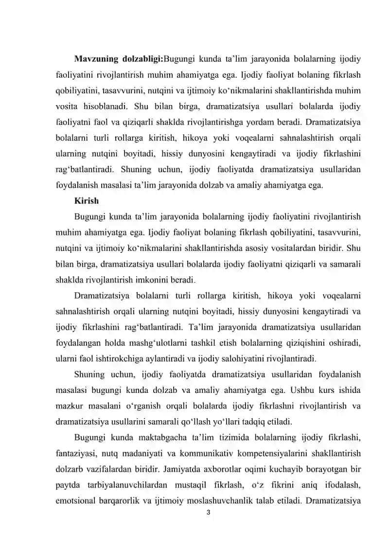 Ijtimoiy faoliyatda drammatizatsiya usullaridan foydalanish. 3