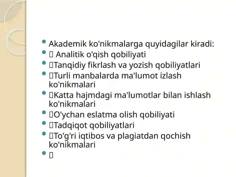 Akademik ko'nikmalar 3
