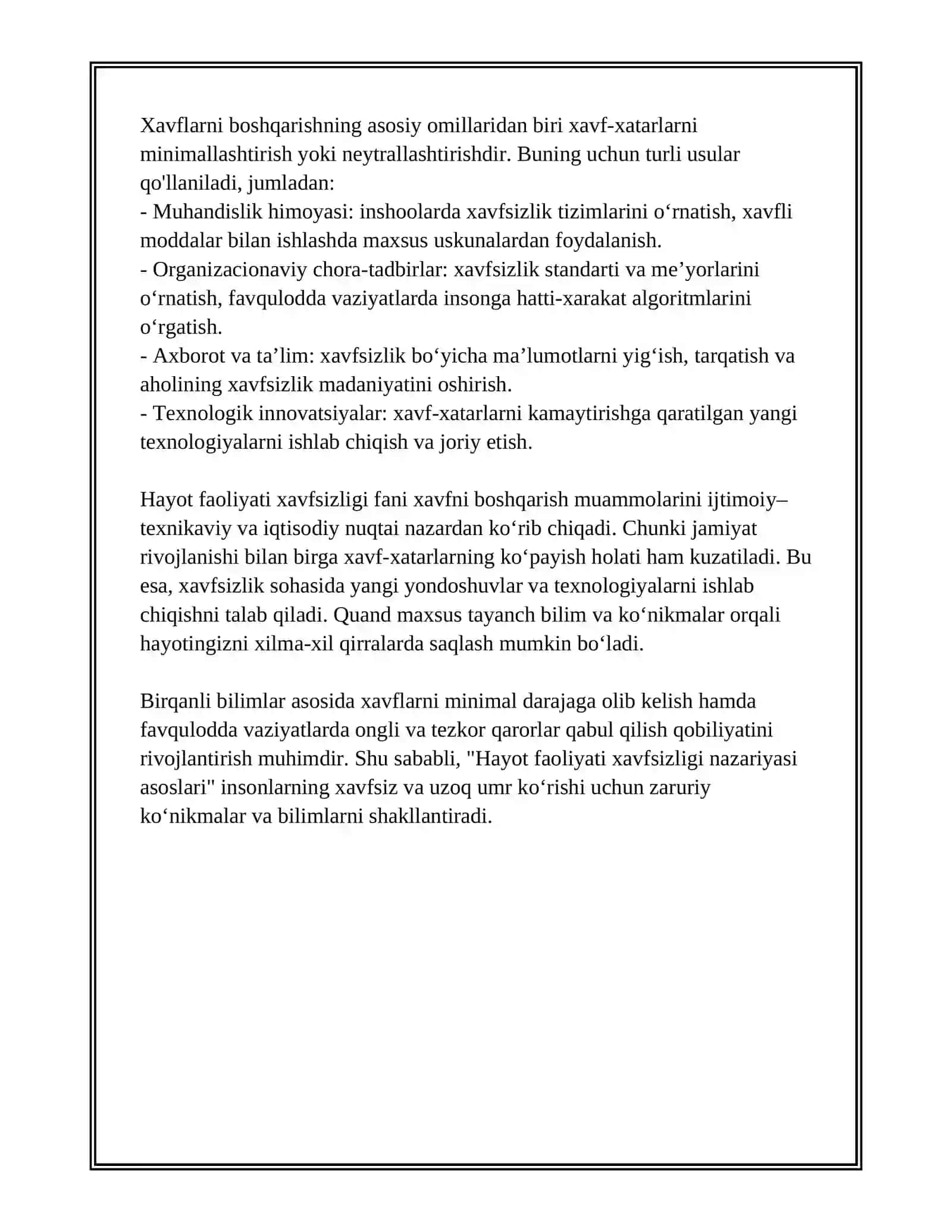 HAYOT FAOLIYATI XAVFSIZLIGI NAZARIY ASOSLARI 3