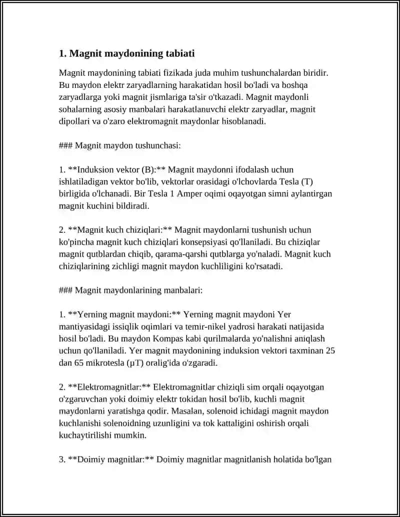 MUSTAQIL ISH Mavzu: TOKLARNING MAGNIT MAYDONI. PARMA QOIDASI 3