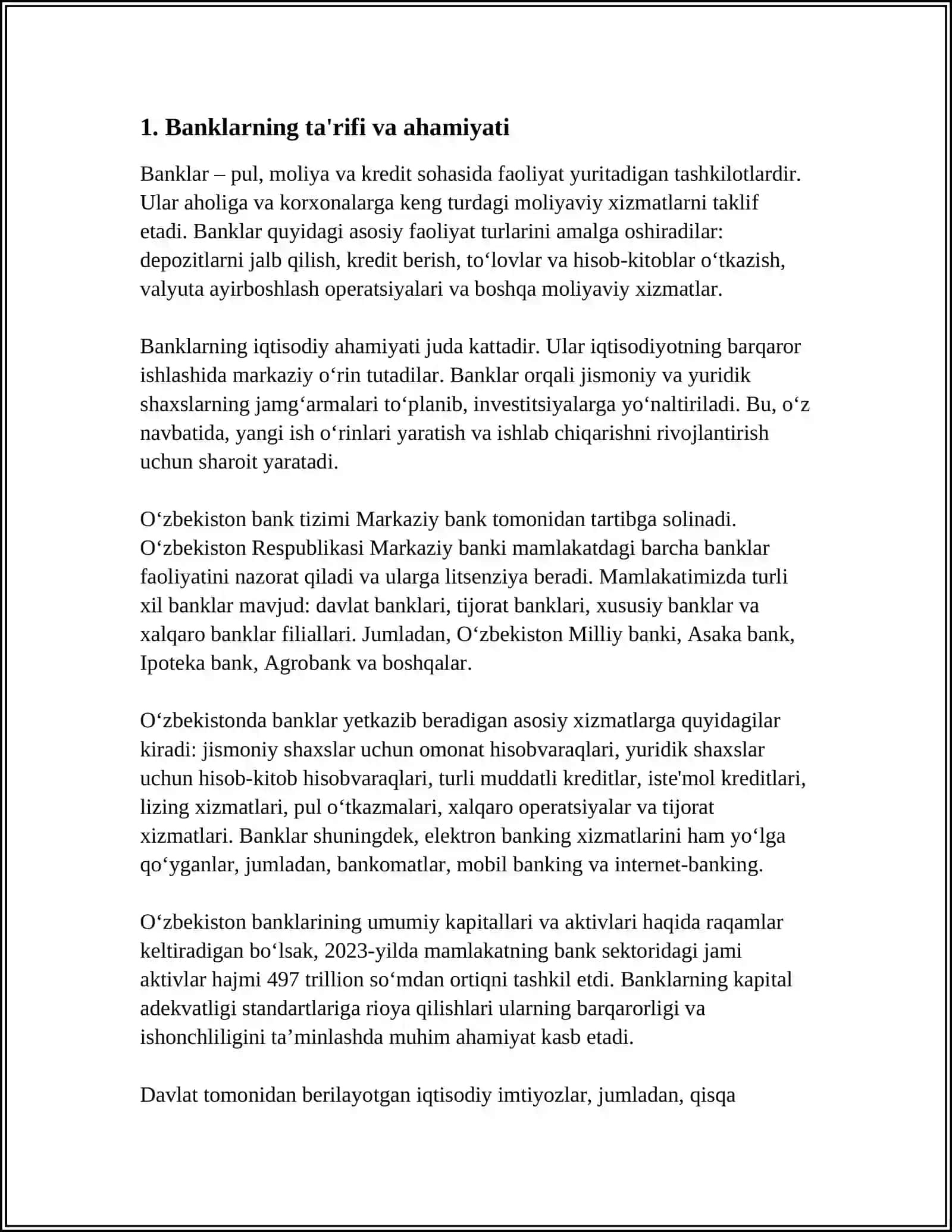 BANKLAR VA ULARNING TURLARI VAZIFALARI 3