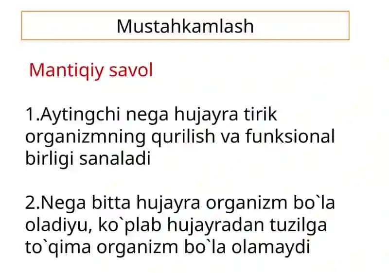 Hujayra va  organizmining hayotiy xossalari 3