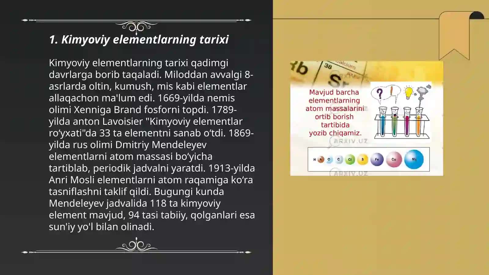 Kimyoviy elementlarning tarixi 3